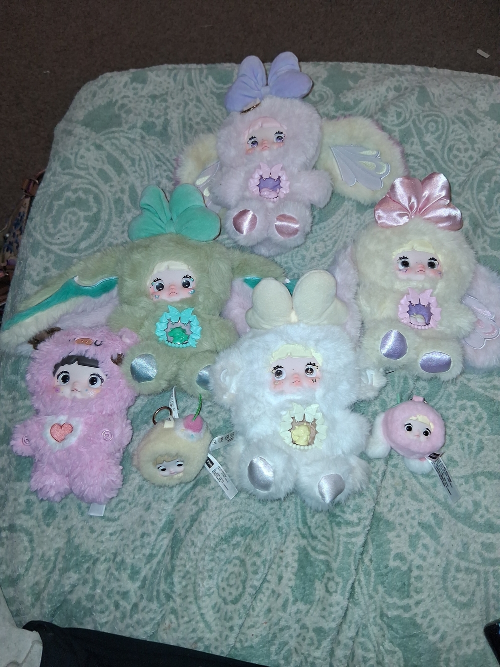 Plush Pastel Bunny & Bear Kids Toy Set - White, Pink, Mint NOMMI